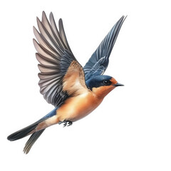 Obraz premium a beautifully illustrated bird in mid-flight. showcasing its vibrant plumage and intricate wing details against a plain white background this artwork emphasizes the elegance and grace of avian life. s