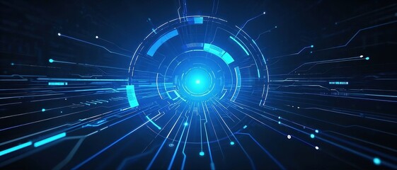 Fototapeta premium Technological blue halo background image