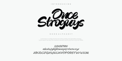 Once Stroguys elegant alphabet font, Modern script font. Typography modern bold ,decorative vintage concept. vector illustration