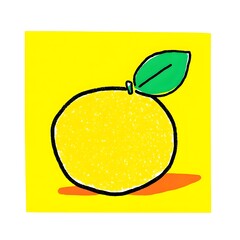 of a Vibrant Green Lime with Leaf on a Bright Yellow Background