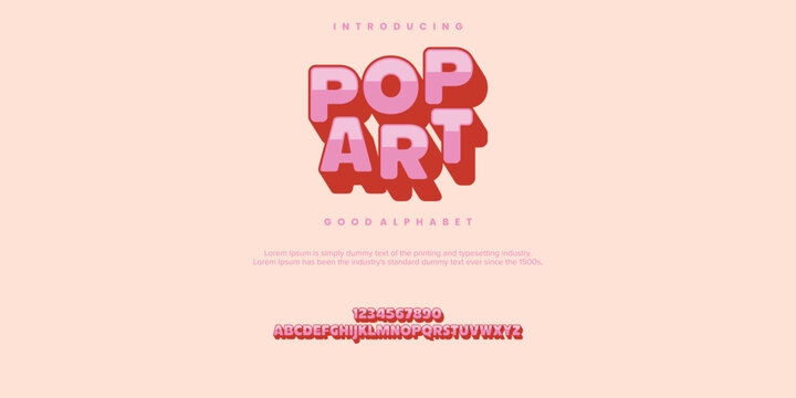 3d Pop art effect ColorRetro Vintage Display bold Font alphabet. vector illustrator
