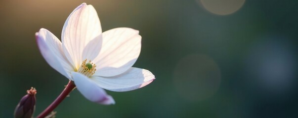 Majestic white petals unfolding from a slender purple stem, white, spring