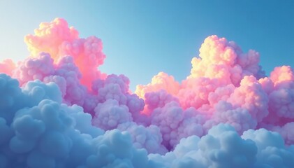 Dreamy pink and blue clouds float effortlessly, dreamy, ambient