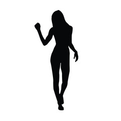 Fototapeta premium Silhouette of stylish girl model fashion show vector art on white background, beauty, logo