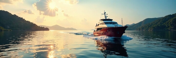 A majestic boat sailing across the calm waters of the Strait of Magdalena River, river, magdalena, strait