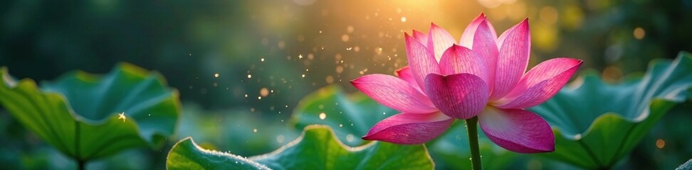 Fototapeta premium Morning dew sparkles on lotus petals frosty, icy, shine, morning
