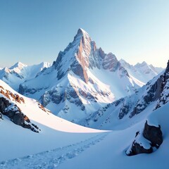 Frosty peaks amidst deep crimson snow landscape, snowy peaks, snowy hills