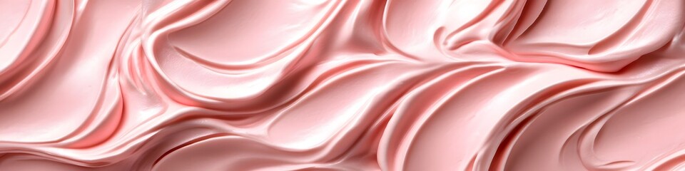 Obraz premium Detailed view of pink whipped cream swirls and elegant beige cosmetic smears in Mocha