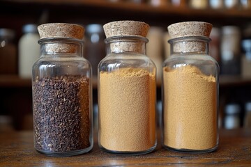 Discover the Warmth of Rustic Charm Traditional Spices in a Cozy Vintage Kitchen Setting Explore the rich aromas and vibrant colors of these carefully curated spice blends, perfect for adding depth