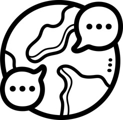 Global communication doodle vector icon and illustration