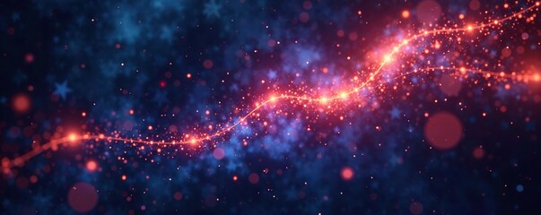 Obraz premium Glowing filaments suspended in starry expanse, light, dark