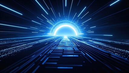 Obraz premium Blue Technology Future Tunnel
