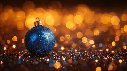 Obraz premium Glittering Blue Ornament Amidst Golden Lights