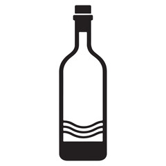 Elegant Wine Bottle Silhouette Vector with Minimalist Wave Accent