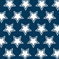 Obraz premium Stars Seamless Pattern. Seamless White Stars Pattern on Blue Background. Good for fabric, textile, pajama, linen, wallpaper, background