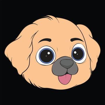 recommend clip art: Head Dog Character Illustration, Coloring Book Page with Dog, Isolated Head Dog with Black Background.