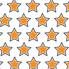Stars Seamless Pattern. Seamless Blue and orange Stars Pattern on White Background. Good for fabric, textile, pajama, linen, wallpaper, background