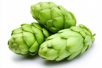 Fresh Green Artichokes on White Background for Culinary and Food Photography