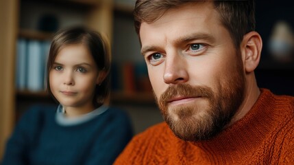 Fototapeta premium Concerned Father and Daughter