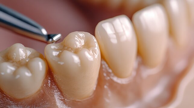 Dental model, tooth restoration, close-up, lab, dentistry