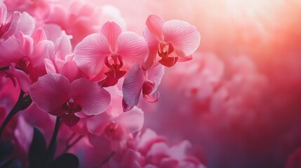 Delicate Pink Orchids Blooming in Soft Sunlight