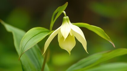 Obraz premium Pale flower blooming, forest background, nature photography, website design