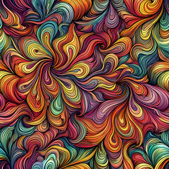 Colorful Swirling Abstract Pattern . Seamless Vector Background