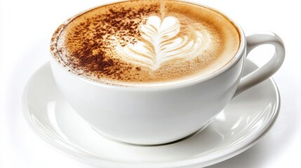 Obraz premium Coffee cup clip art showing a cup of cappuccino with choco granule at the top, isolated on a white background