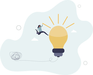 Simplify idea to find solution, thinking process or creativity to solve problem,flat characters.