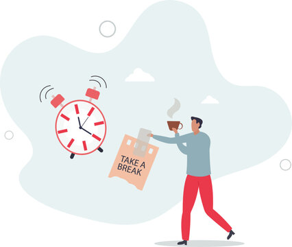 Time to take a break, coffee break time to relax and refresh from long stress interval, free from bored,flat characters.