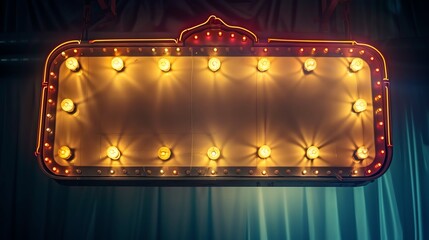 Vintage illuminated marquee sign with colorful lights against a dark backdrop, ready for custom text or advertisement.