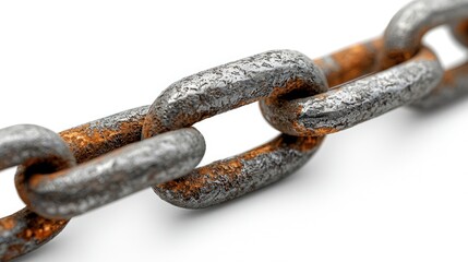 Obraz premium Close-up of Rusty Metal Chain: Texture, Corrosion, and Industrial Strength. A detailed view of an aged, weathered metal chain showcasing its texture and signs of corrosion.