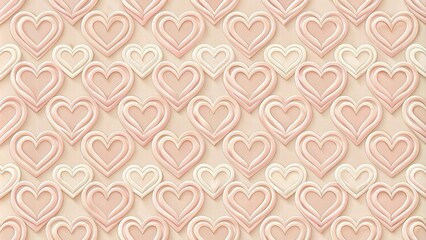 Fototapeta premium A Seamless Pattern of Delicate Pastel Pink and Cream Hearts