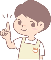 指を指す保育士男性のイラスト