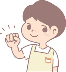 サムズアップする保育士男性のイラスト