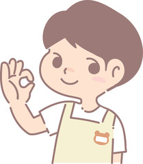 オーケーサインをする保育士男性のイラスト