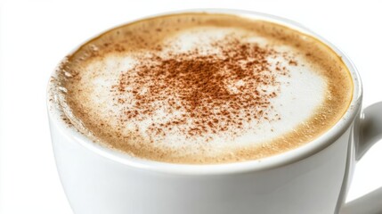 Obraz premium Coffee cup clip art showing a cup of cappuccino with choco granule at the top, isolated on a white background
