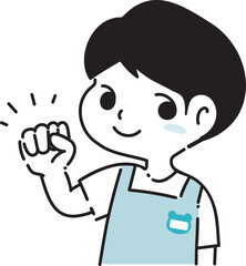 サムズアップする保育士男性のイラスト