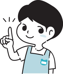 指を指す保育士男性のイラスト
