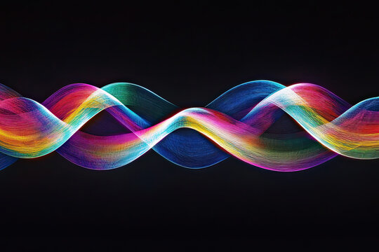 Glowing holographic waves flowing in parallel, symbolizing the alignment of data streams
