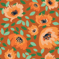 Print. Elegant floral seamless pattern featuring fields flowers and hearbs. Perfect for wrapping, textile, fabric, cover and more