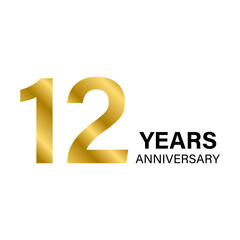 12 years anniversary gold icon vector for graphic design, logo, website, social media, mobile app, UI illustration