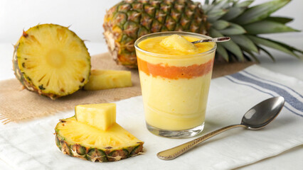 pineapple smoothy isolated on white