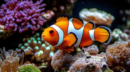 Vibrant Ocellaris Clownfish in a Coral Reef Habitat