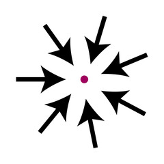 Design featuring arrows converging towards a central point, symbolizing focus and direction