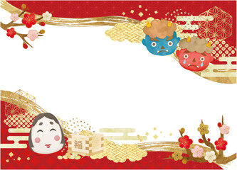 可愛い節分のイラストの背景素材