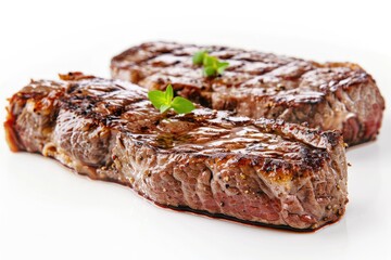 Juicy Steak of Meat Fast Food, Delicious Food White Backgeround Isolated