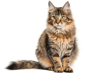 Ultra Hd Visual of Long Hair Sitting Cat on Transparent Background