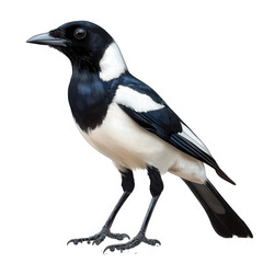 Obraz premium a beautifully illustrated bird with a striking black and white plumage. showcasing its distinctive features and posture the bird stands on a light-colored surface. emphasizing its elegant form and vib