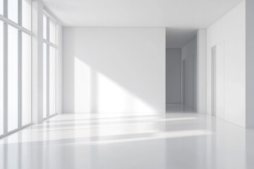 Large, empty room with white walls and a white floor